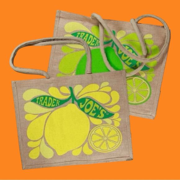4 Trader Joe's Bags Canvas Reusable Tote/Washable Paper Bag/ 2 Citrus Jute Bags - Picture 8 of 16